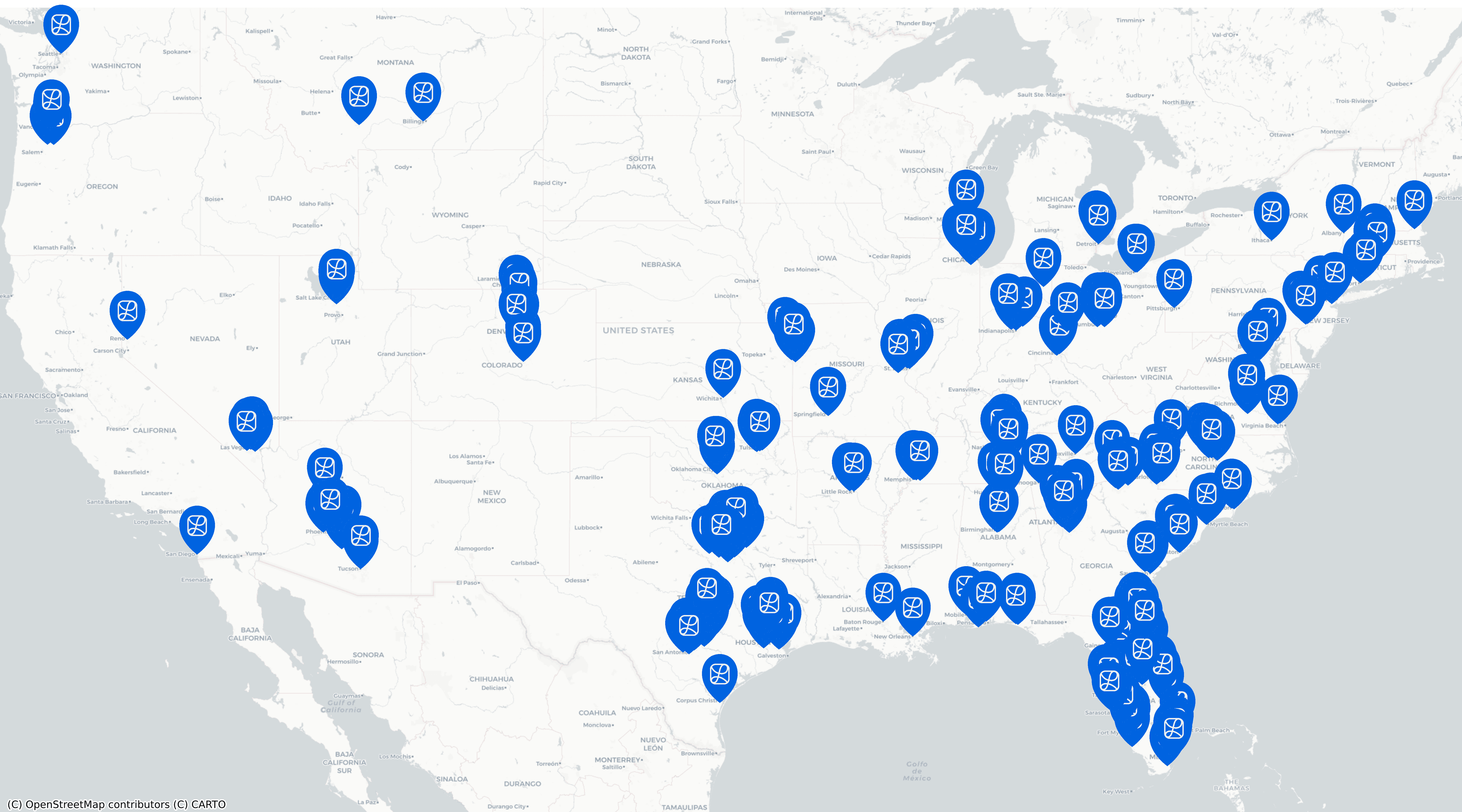 Landing partner locations map