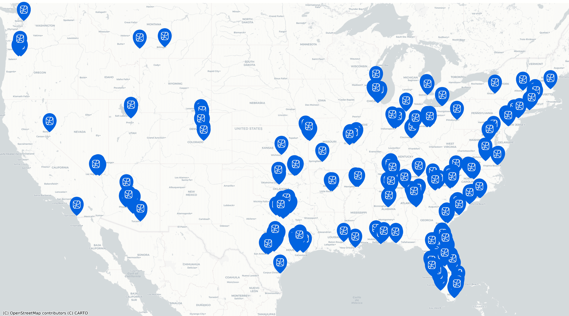 Landing partner locations map